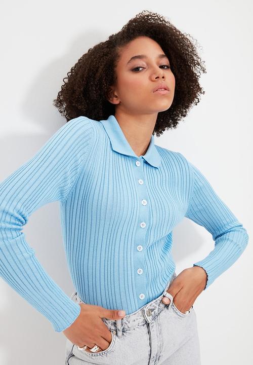 Trendyol - Buttoned knitwear sweater cardigan  - blue