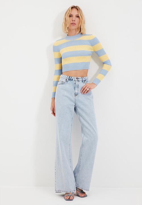 Trendyol - Striped knitwear  sweater - blue & yellow 