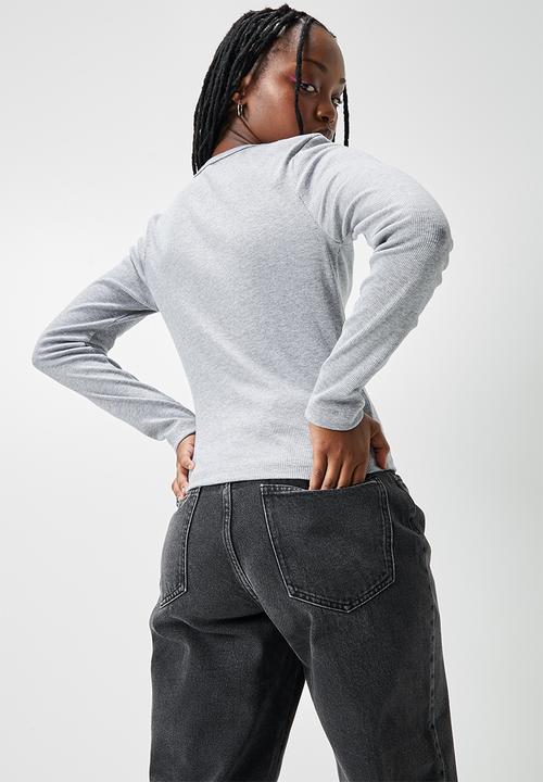 Blake - Basic meet and greet crew long sleeve tee - grey melange