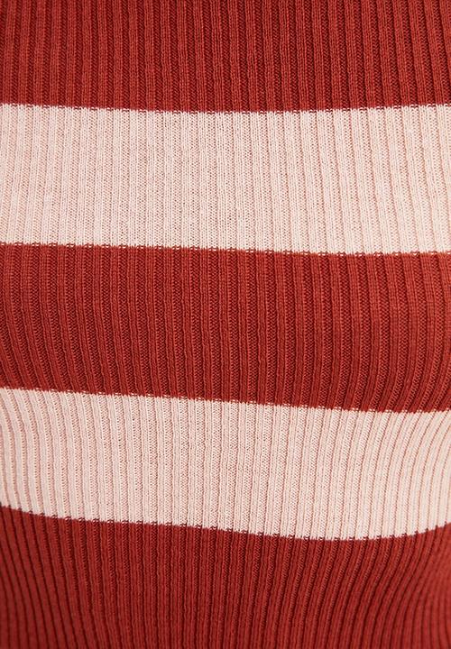 Trendyol - Striped knitwear sweater - brick & beige 