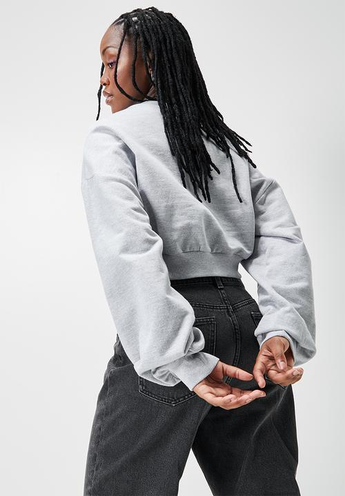 Blake -  Co-Ord Cropped crew sweat - grey melange