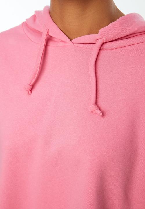 Trendyol - Hooded crop knitted slim sweatshirt  - pink