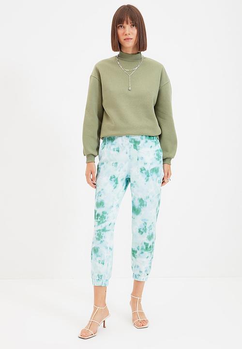 Trendyol - Upright collar knitted sweatshirt  - khaki