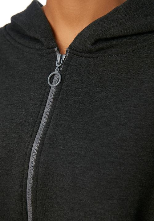 Trendyol - Hooded crop knitted sweatshirt  - grey 