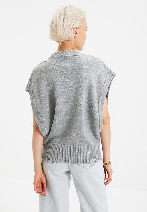Trendyol - Knitted detailed knitwear sweater  - grey