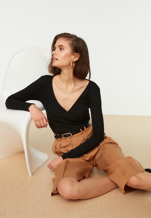 Trendyol - Wrap tee  - black