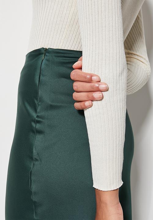Superbalist - Long midi slip skirt - pine green