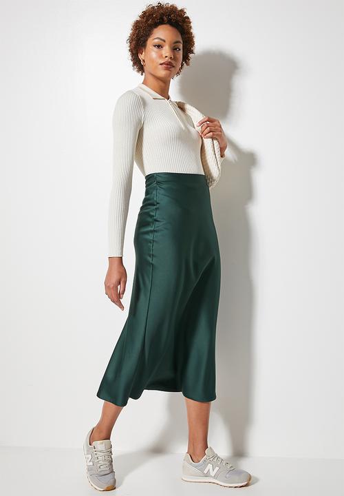 Superbalist - Long midi slip skirt - pine green