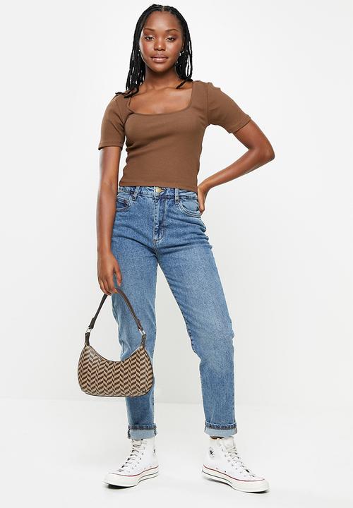 Cotton On - Stretch mom jean - reef blue