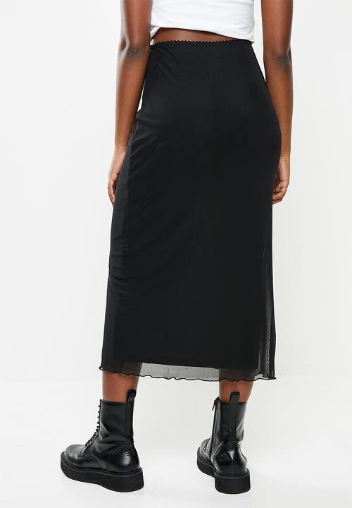Cotton On - Mesh midi skirt - black