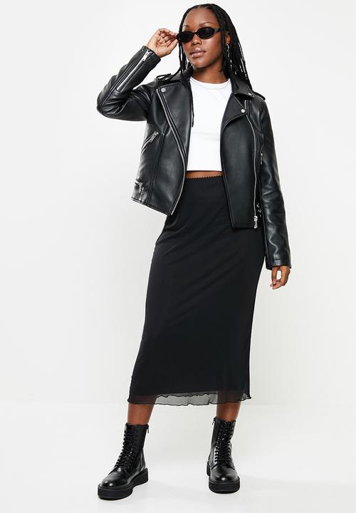 Cotton On - Mesh midi skirt - black
