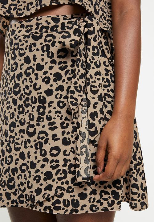 Cotton On - Wrap mini skirt - brown & black