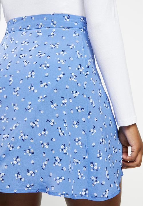 Cotton On - Wrap mini skirt - riddle ditsy collegiate blue