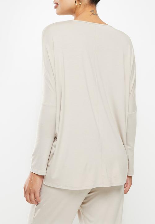 edit Maternity - Long sleeve oversize nursing tee - stone