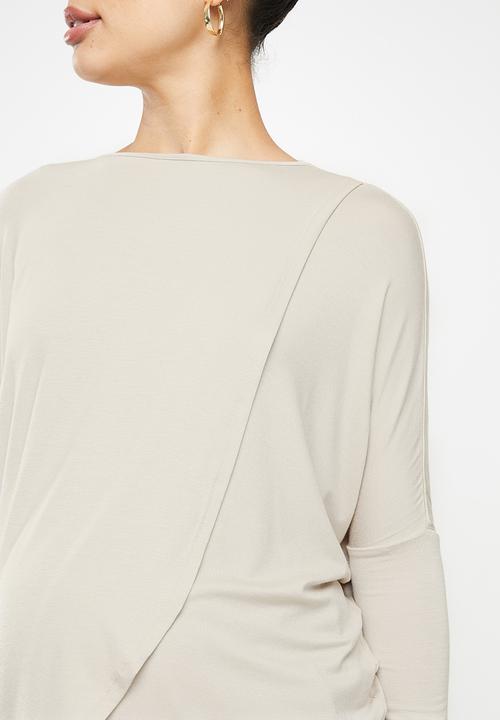 edit Maternity - Long sleeve oversize nursing tee - stone