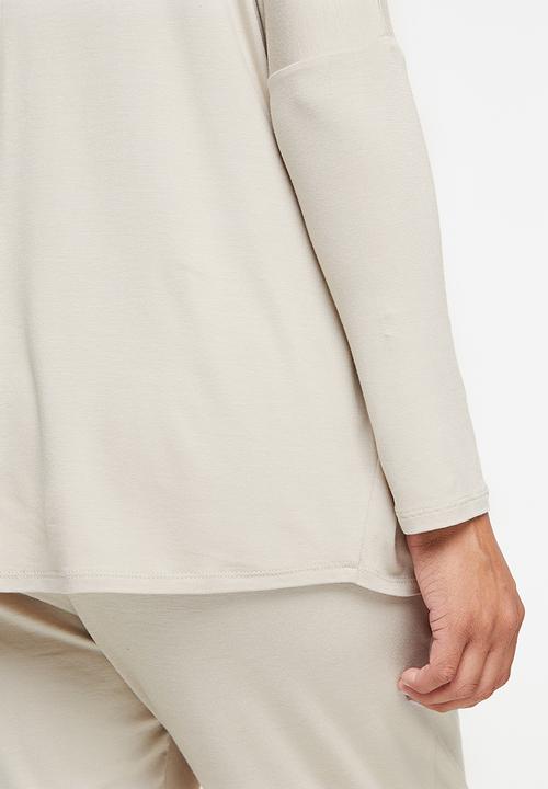 edit Maternity - Long sleeve oversize nursing tee - stone