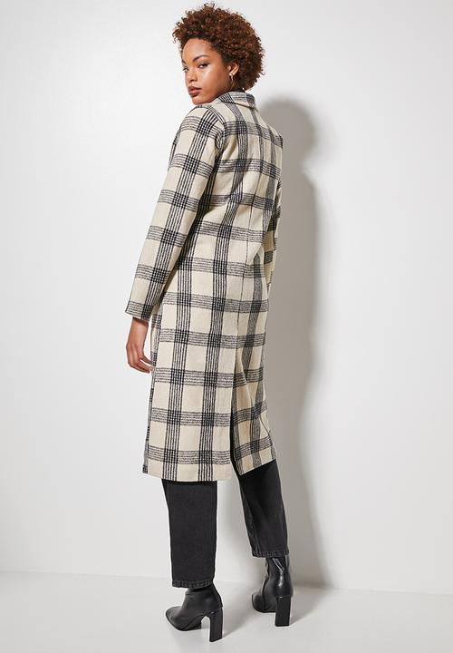 Superbalist - Check boyfriend coat - tan check