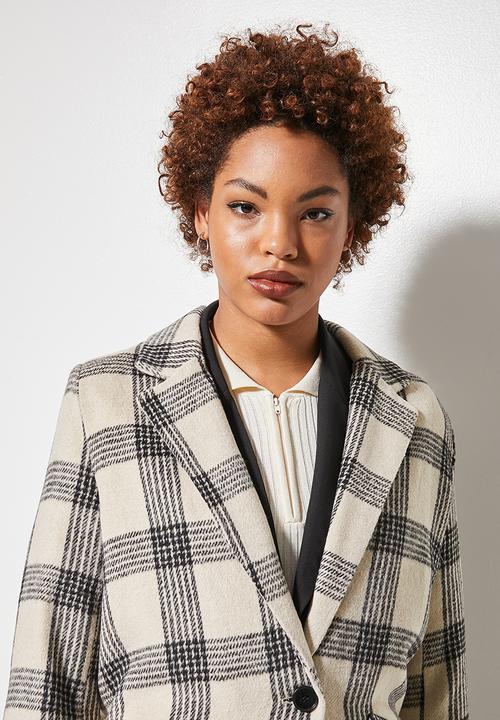 Superbalist - Check boyfriend coat - tan check