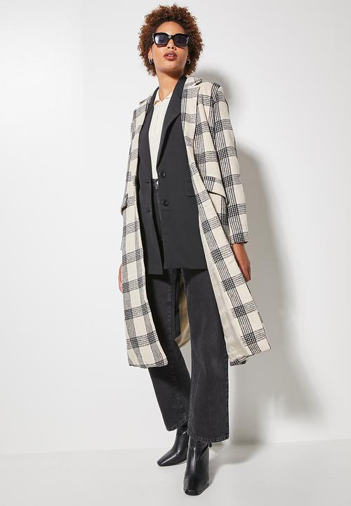Superbalist - Check boyfriend coat - tan check