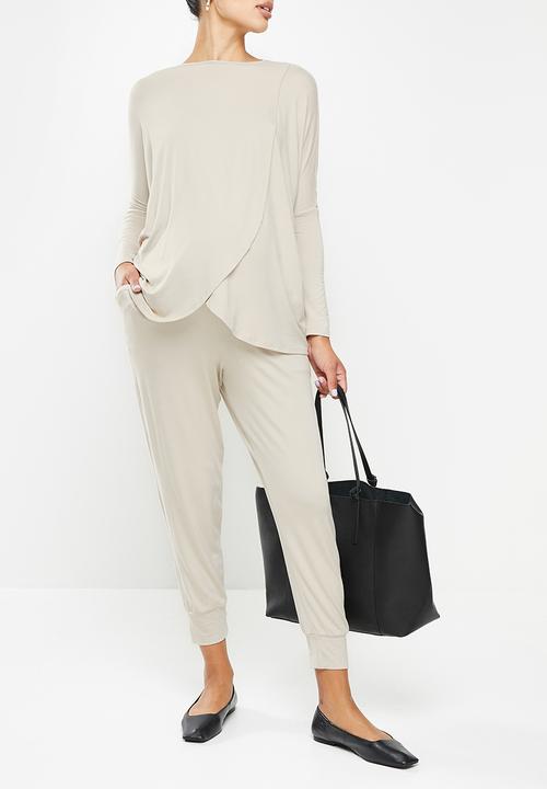 edit Maternity - Maternity drop crotch jogger - stone