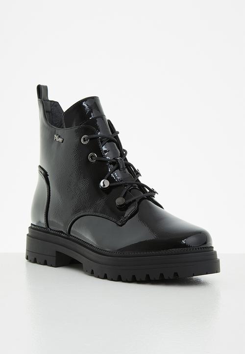 Plum - Melody lace-up ankle boot - black