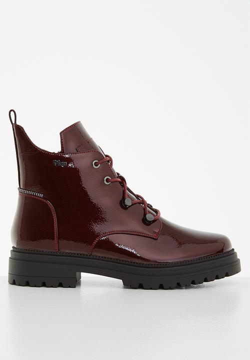 Plum - Melody lace-up ankle boot - burgundy