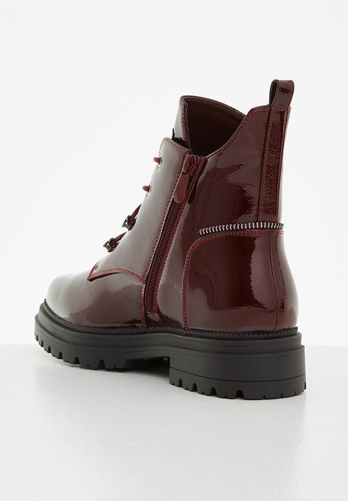 Plum - Melody lace-up ankle boot - burgundy