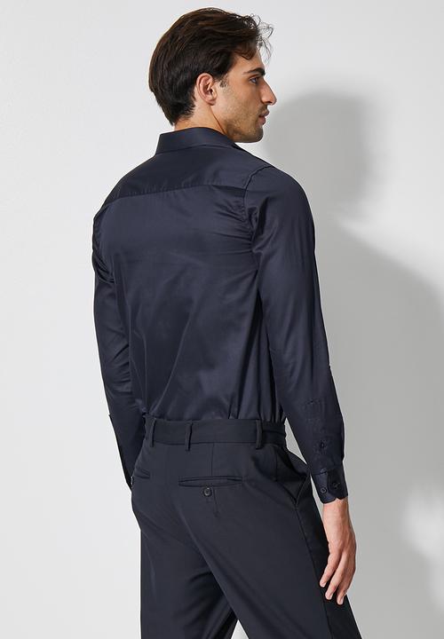 Superbalist - Jos slim sateen shirt - navy