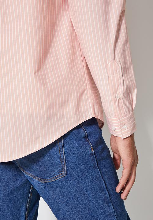 Superbalist - Barber regular fit stripe shirt - pink & white 