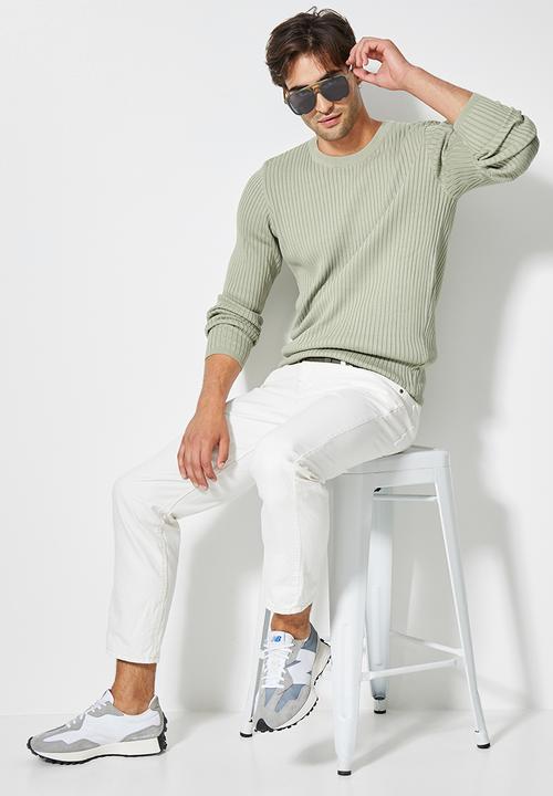 Superbalist - Slim fit ribbed crew neck knit - dirty mint