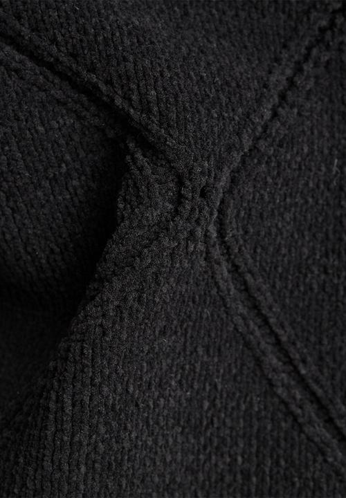 G-STAR - Ruffle neck embro dress - black