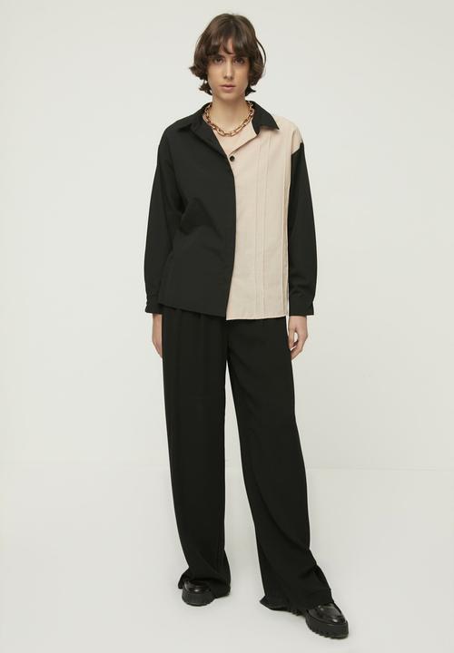 Trendyol - Color block shirt - black & stone