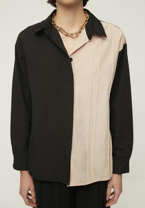 Trendyol - Color block shirt - black & stone