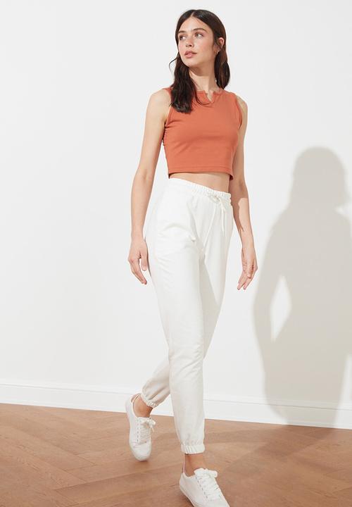 Trendyol - Basic jogger knitted sweatpants - ecru