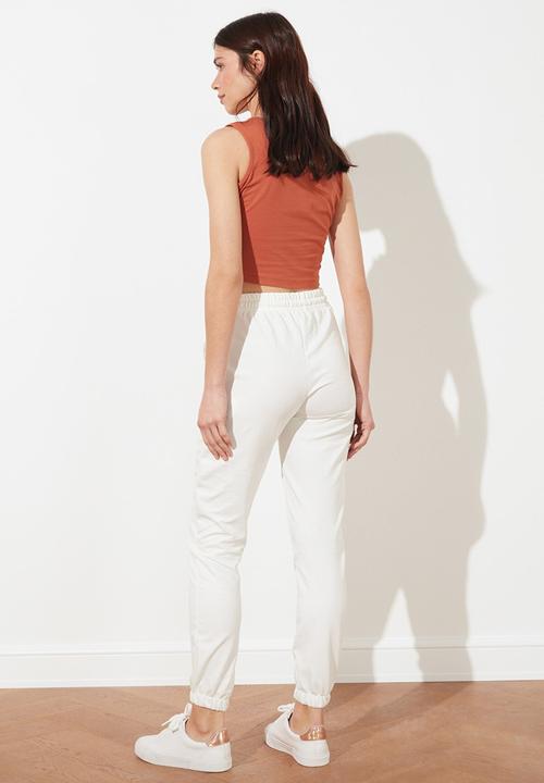 Trendyol - Basic jogger knitted sweatpants - ecru