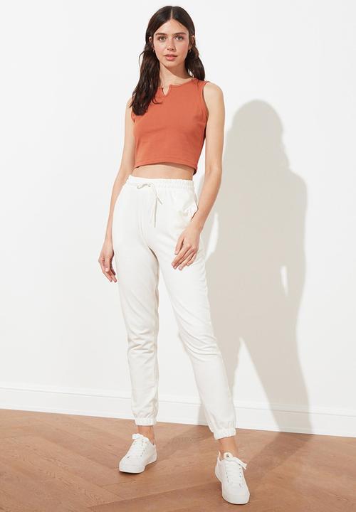 Trendyol - Basic jogger knitted sweatpants - ecru