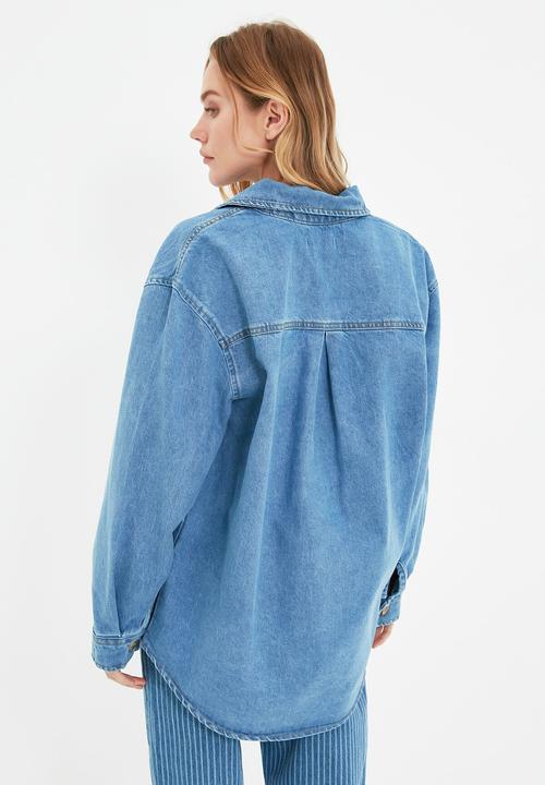 Trendyol - Oversize denim shirt - blue