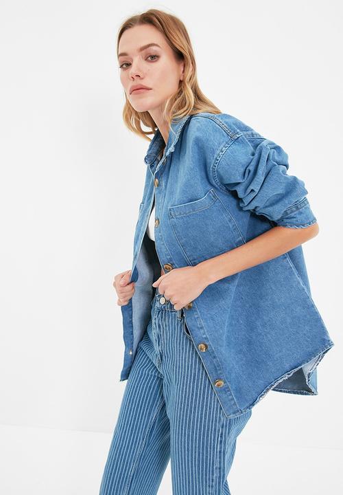 Trendyol - Oversize denim shirt - blue