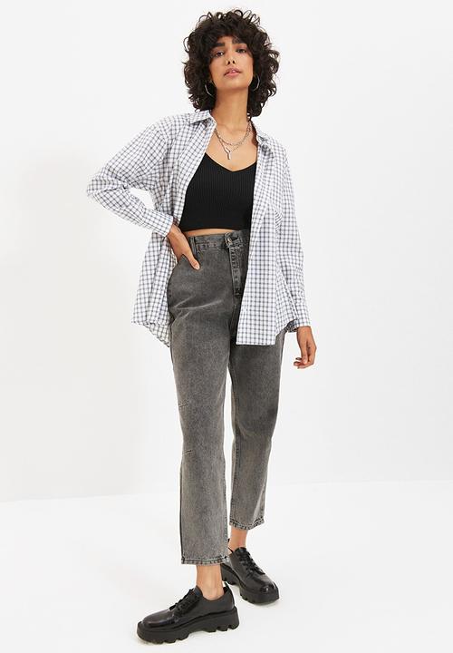 Trendyol - Check shirt - white & grey 