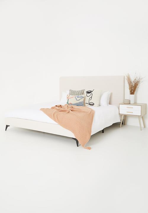 Sixth Floor - Deco plain upholstered bed & headboard - natural