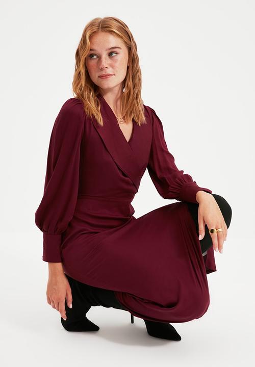 Trendyol - Damson double breasted collar dress - plum