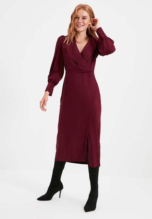 Trendyol - Damson double breasted collar dress - plum