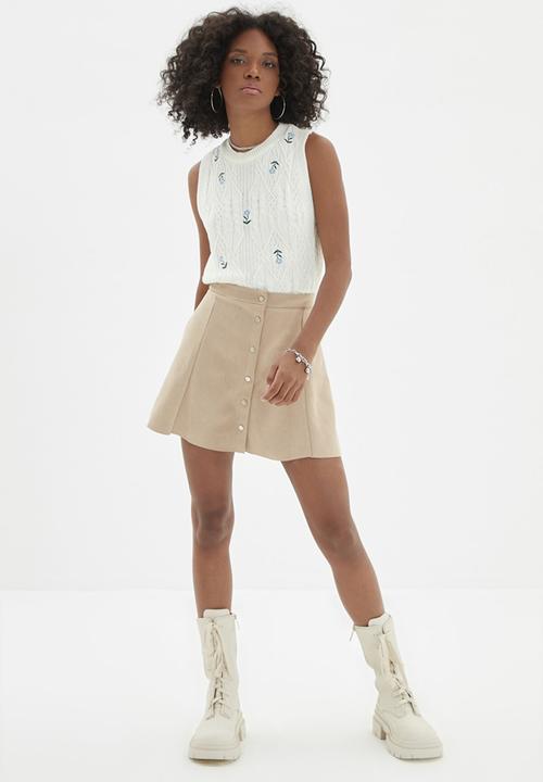 Trendyol - Buttoned skirt - taupe