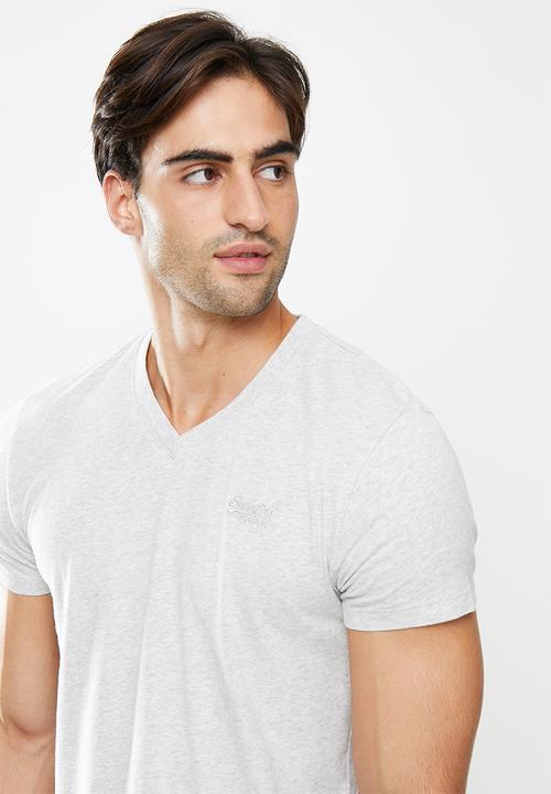 Superdry. - Vintage logo emb vee tee - grey