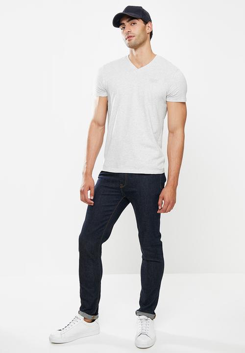 Superdry. - Vintage logo emb vee tee - grey