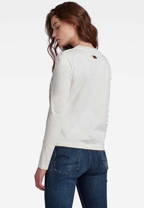 G-STAR - Text pocket loose r long sleeve top - milk