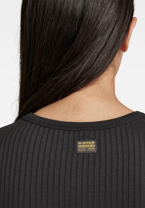 G-STAR - Slim rib long sleeve top - black