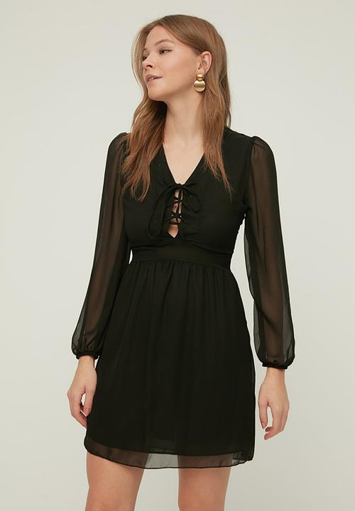 Trendyol - Tie detailed dress - black