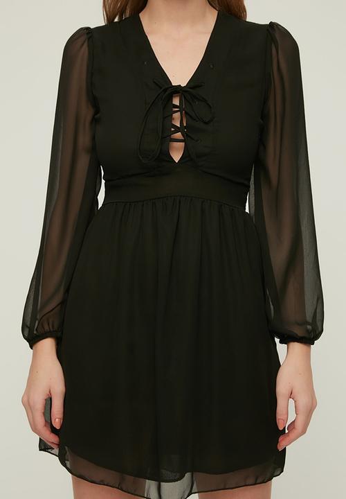 Trendyol - Tie detailed dress - black