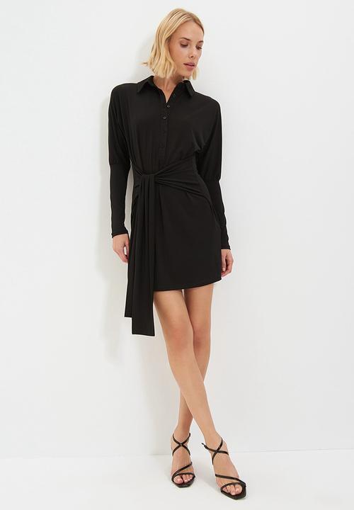 Trendyol - Belted knitted dress  - black